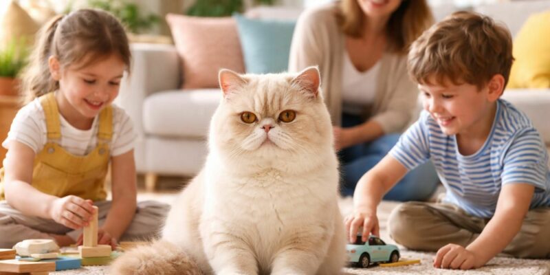 découvrez le chat à face plate, un compagnon idéal pour les familles grâce à son caractère doux et sa présence rassurante.
