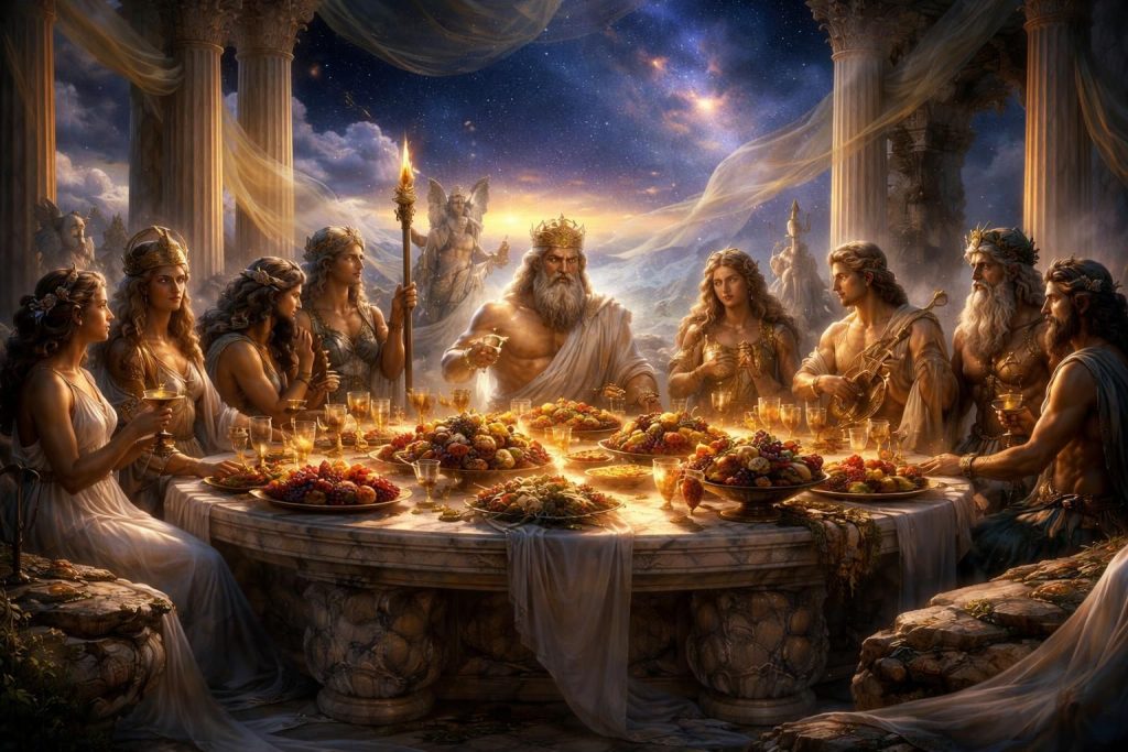 explorez le mystère du repas des dieux de l'olympe et plongez au cœur de la mythologie grecque pour découvrir les secrets divins et légendaires de ce festin céleste.