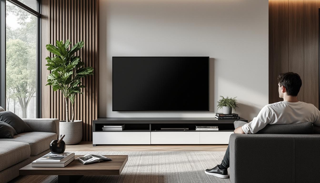 découvrez les meubles tv teneo noir et blanc, élégants et contemporains, qui transformeront votre salon en un espace moderne et accueillant. alliez style et fonctionnalité avec cette collection raffinée, parfaite pour mettre en valeur votre téléviseur et organiser vos accessoires.
