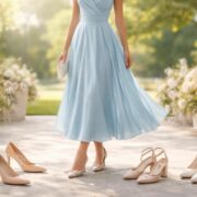 découvrez quelles couleurs de chaussures choisir pour accompagner parfaitement une robe bleu ciel lors d'un baptême, alliant élégance et harmonie des tons.