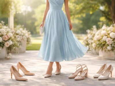 découvrez quelles couleurs de chaussures choisir pour accompagner parfaitement une robe bleu ciel lors d'un baptême, alliant élégance et harmonie des tons.