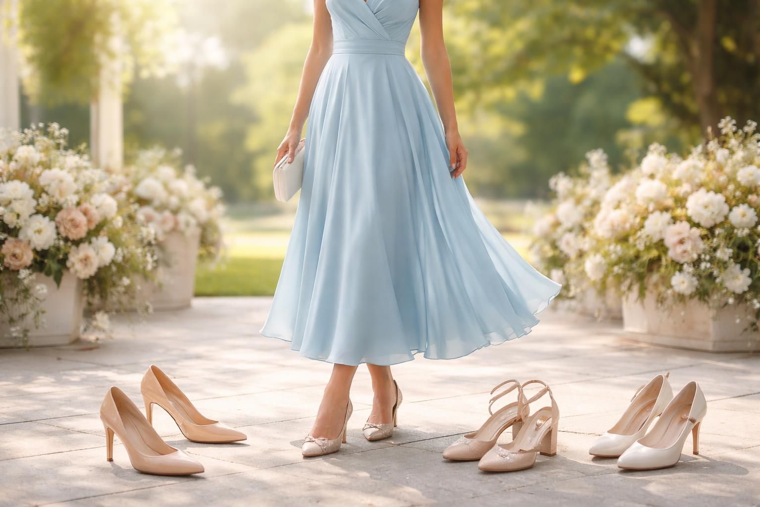 découvrez quelles couleurs de chaussures choisir pour accompagner parfaitement une robe bleu ciel lors d'un baptême, alliant élégance et harmonie des tons.