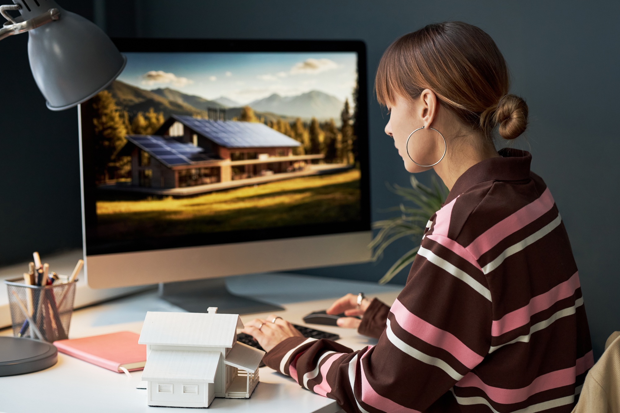 Engineer Designing House Project Online On Computer