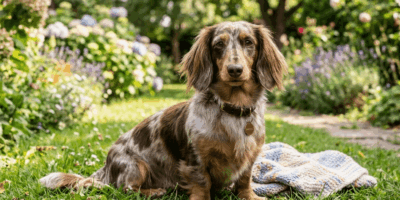 teckel à poil long arlequin