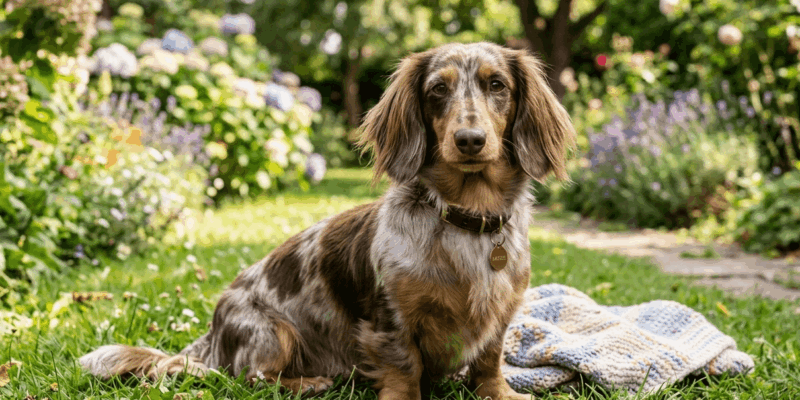 teckel à poil long arlequin