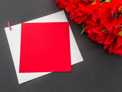 template for cards for birthday, Valentine's Day, Mother's Day, congratulations. Place for text. Red